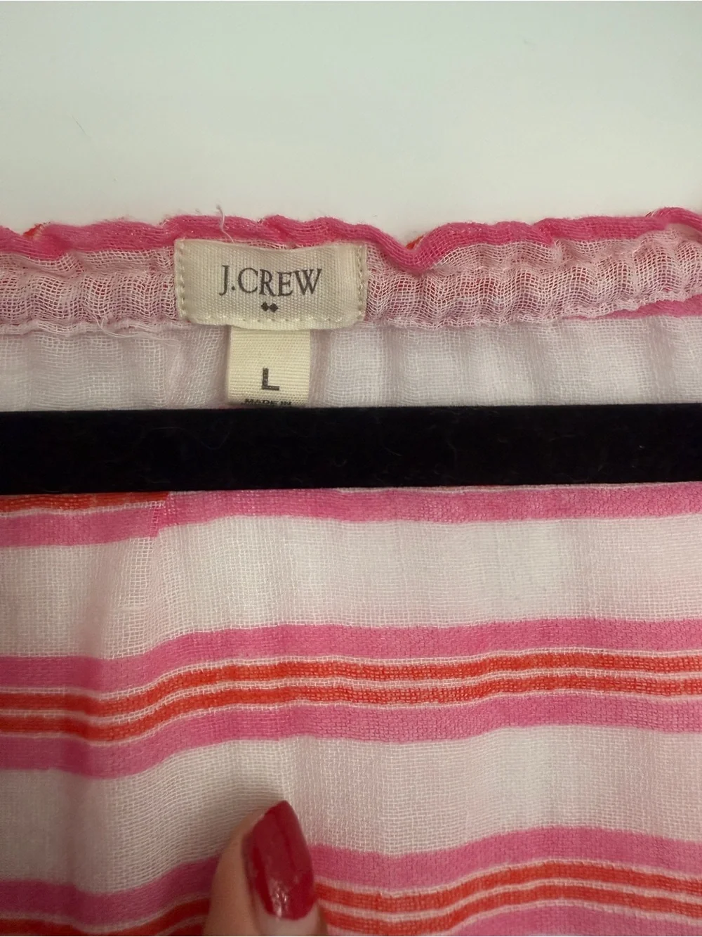 J.Crew Pink Stripe Gauze Beach Cover Up Tunic Large Lightweight Cotton